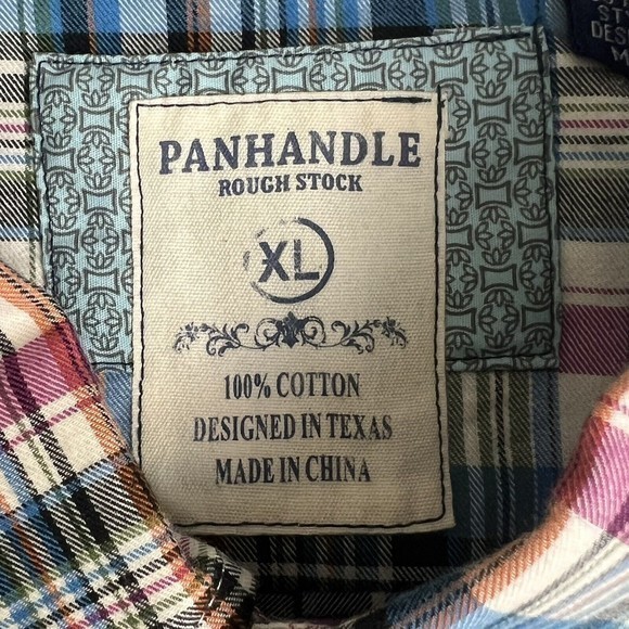 Panhandle Rough Stock Mens Multicolor Plaid Long‎ Sleeve Button Down Shirt XL - Picture 5 of 6